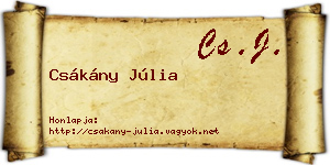 Csákány Júlia névjegykártya